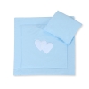 2 Pièces Coussin et Couverture pour Landau Bébé Bleu Cœurs