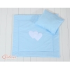 2 Pièces Coussin et Couverture pour Landau Bébé Bleu Cœurs