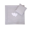 2 Pièces Coussin et Couverture pour Landau Bébé Gris à Pois Cœurs