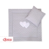 2 Pièces Coussin et Couverture pour Landau Bébé Gris à Pois Cœurs