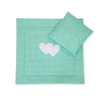 2 Pièces Coussin et Couverture pour Landau Bébé Menthe à Pois Cœurs