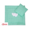 2 Pièces Coussin et Couverture pour Landau Bébé Menthe à Pois Cœurs