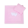 2 Pièces Coussin et Couverture pour Landau Bébé Rose Cœurs