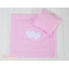 2 Pièces Coussin et Couverture pour Landau Bébé Rose Cœurs