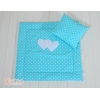 2 Pièces Coussin et Couverture pour Landau Bébé Turquoise à Pois Cœurs