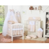 5 pcs Ensemble pour Lit Bébé avec Moustiquaire Beige à Pois Cœurs