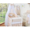 5 pcs Ensemble pour Lit Bébé avec Moustiquaire Beige à Pois Cœurs