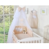 5 pcs Ensemble pour Lit Bébé avec Moustiquaire Beige à Pois Cœurs