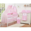 5 pcs Ensemble pour Lit Bébé avec Moustiquaire Rose Cœurs