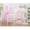 5 pcs Ensemble pour Lit Bébé avec Moustiquaire Rose Cœurs
