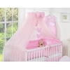 5 pcs Ensemble pour Lit Bébé avec Moustiquaire Rose Cœurs