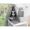 7 pcs Ensemble Linge Ciel Tour de Lit Bébé Anthracite Cœurs