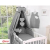 7 pcs Ensemble Linge Ciel Tour de Lit Bébé Anthracite Cœurs