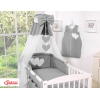 7 pcs Ensemble Linge Ciel Tour de Lit Bébé Anthracite Cœurs