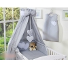 7 pcs Ensemble Linge Ciel Tour de Lit Bébé Gris Cœurs