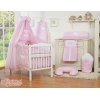 7 pcs Ensemble Linge Ciel Tour de Lit Bébé Rose à Pois Cœurs