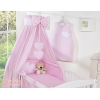 7 pcs Ensemble Linge Ciel Tour de Lit Bébé Rose à Pois Cœurs