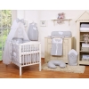 7pcs Ensemble Lit Bébé Ciel Tour de Lit Gris à Pois Cœurs