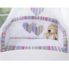 7pcs Ensemble Lit Bébé Ciel Tour de Lit Lila Rayures Cœurs