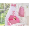 7pcs Ensemble Lit Bébé Ciel Tour de Lit Rose à Carreaux Cœurs