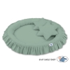 Baldaquin Suspendu + Nid à Volants + Oreillers Blanc Vert