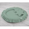 Baldaquin Suspendu + Nid à Volants + Oreillers Blanc Vert