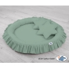 Baldaquin Suspendu + Nid à Volants + Oreillers Blanc Vert