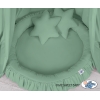 Baldaquin Suspendu + Nid à Volants + Oreillers Blanc Vert