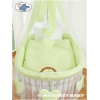 Berceau Bébé avec Voile en Osier Naturel, Sur Roulettes Vert Amelie