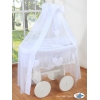 Berceau Bébé en Osier à Ciel avec Textile Blanc Amelie