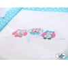 Berceau Bébé en Osier Complet à Ciel avec Textile Retombant Turquoise Hiboux