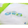 Berceau Bébé en Osier Complet à Ciel avec Textile Retombant Vert Hiboux