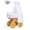 Berceau Bébé Osier Complet Textile Ciel Roues Hannah