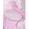 Berceau de Poupée Princesse Rose avec Canopy Rose à Pois