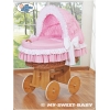 Berceau osier Bébé pour Fille - Textile Rose