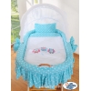 Berceau en Osier avec Capote - Turquoise Hiboux
