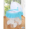 Berceau en Osier avec Capote - Turquoise Hiboux