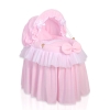 Berceau en Osier pour Poupées avec Capote Rose