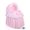 Berceau en Osier pour Poupées avec Capote Rose