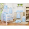 Ciel en Voile pour Lit de Bébé Bleu Rayures Cœurs