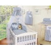 Ciel en Voile pour Lit de Bébé Gris à Pois Cœurs