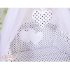 Ciel en Voile pour Lit de Bébé Noir à Pois Cœurs