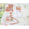 Ciel en Voile pour Lit de Bébé Orange Rayures Cœurs