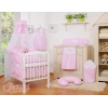 Ciel en Voile pour Lit de Bébé Rose Rayures Cœurs