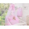 Ciel en Voile pour Lit de Bébé Rose Rayures Cœurs