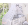 Ciel de Lit Bébé en Moustiquaire Grand Format Gris à Pois Cœurs