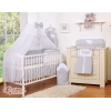 Ciel de Lit Bébé en Moustiquaire Grand Format Gris à Pois Cœurs