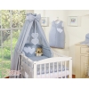 Ciel de Lit Bébé en Tissu Gris à Pois Cœurs
