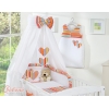 Ciel de Lit Bébé en Tissu Orange Rayures Cœurs