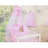 Ciel de Lit Bébé en Voile Rose à Pois Cœurs